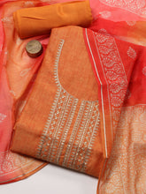 Neck Embroidery Chanderi Unstitched Suit Piece With Dupatta